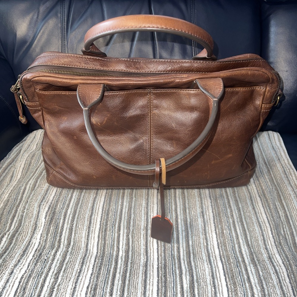 Corporate Office Fossil Briefcase Messenger Bag Brown Leather Bag